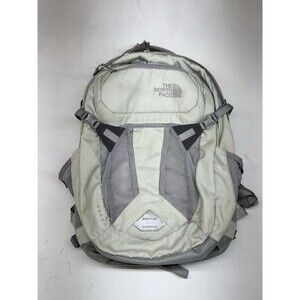 The North Face Recon Flexvent Backpack White Gray Hiking School Travel Bag
